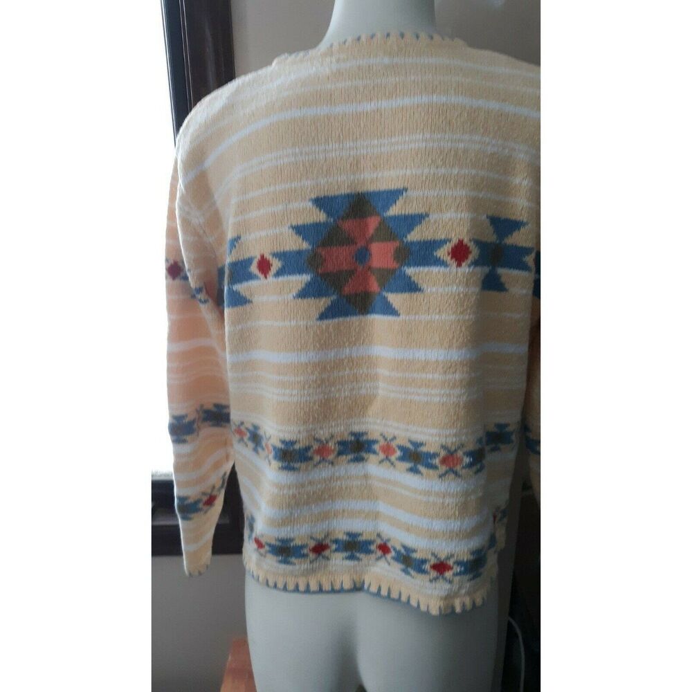 Vtg CHRISTOPHER & BANKS Hand Embroidered Ctn Blend Crewneck Swtr Sz Large
